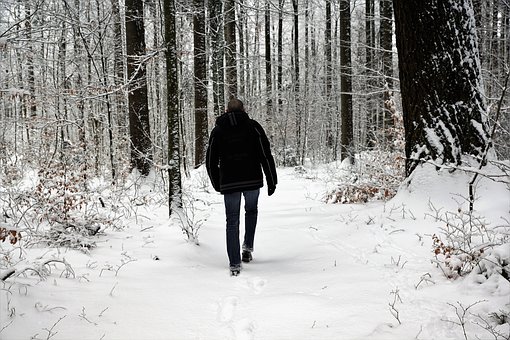 Man walking in snow