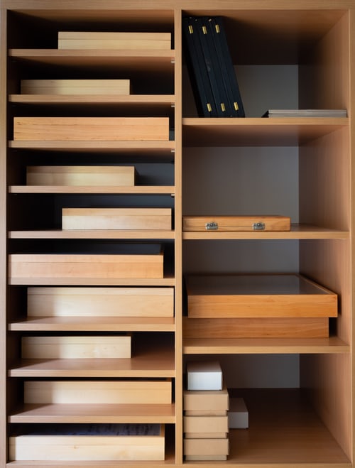 Shelves of boxes