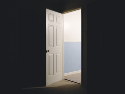 Open brown door